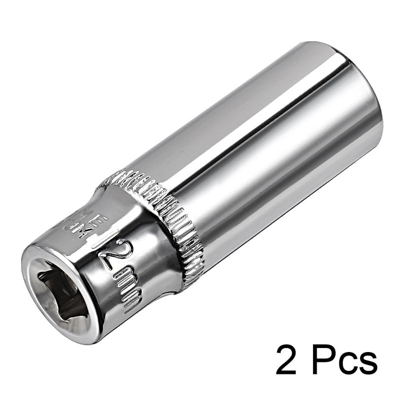 TA-VIGOR 2Pcs 1/4 Inch Drive 12mm 6-Point Deep Socket, Metric,