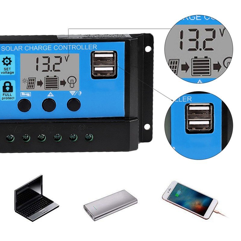Solar Controller, 6A/5A/4A/3A/2A/1A 12V 24V Auto Solar Controller PWM Controller