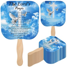 Sherr 100 Pcs Christian Church Fans Handheld Bulk The Lord's Prayer Parlor Bible Verse Fans Christian Religious Gifts Church Party Favors Supplies