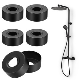 Set of 6 Black Cover Rosette Pipe Cover Stainless Steel Diameter 25 mm (3/4 Inch) Shower Rosettes Threaded Rosette Rosette Tap Pipe Cover for Bathroom Shower Tap Taps Angle Valve Radiator Cover