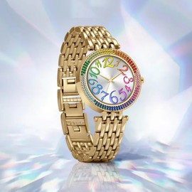 Women's Metal Bracelet Watch - Iced-Out, Easy to Read, Waterproof, Gold, Casual watch