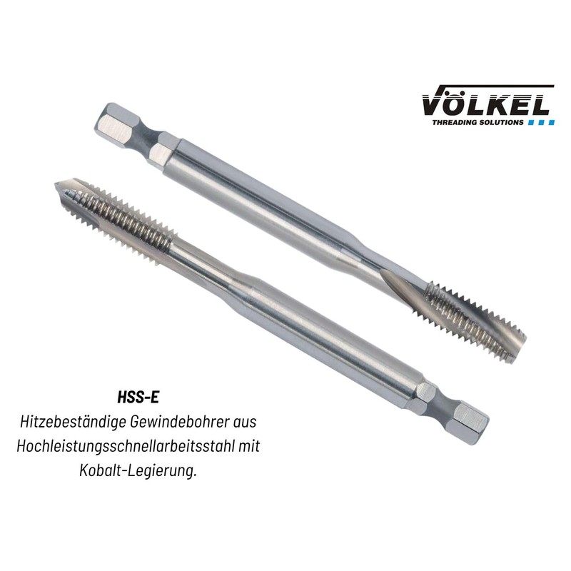 Völkel HexDrive Machine Tap (Hex Socket) 1/4 Inch Bit, HSS-E,