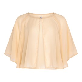 BOLEROSE Soft Wedding Wrap Evening Sheer Chiffon Cover Up Cape Shawl (Champagne Gold, One Size)