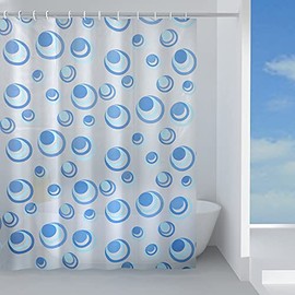 Gedy G-Orbita 180 x 200 cm PEVA Fabric Light Blue R&S Design Shower Curtain with 12 Rings 2 Year Guarantee Unique
