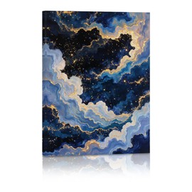 Moody Celestial Wall Art, Night Sky Stars Print Framed Canvas Art Dark Academia Decor, Vintage Maximalist Aesthetic Sky Stars Prints Navy Blue Decor for Bedroom Living Room Office Hallway