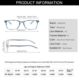 JOSCHOO Computer Reading Glasses Blue Light Blocking Readers Men and Women Glasses of Reading (Blue Stripe, 1.5)