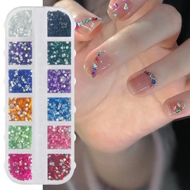 24-Raster-Strasssteine für Nagelkunst, Nagelkunst-Zubehör, Dekorationszubehör, Charms und Edelsteine, geeignet für professionelle Maniküre und den täglichen Gebrauch zu Hause Nail Art Strass