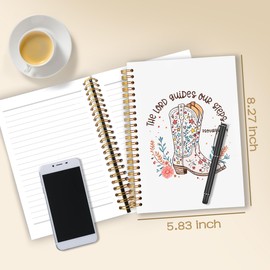 WARDOS Western Christian Spiral Notebook Journal 5.5x8.3, Western Cowgirl Gifts for Women, Christian Gifts for Women, Cowgirl Back to School Stuff, Floral Bible Prayer Journal for Woman