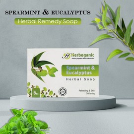 HERBOGANIC Spearmint and Eucalyptus Herbal Bar Soap | Invigorating Herbal Soap Refreshes and Revitalizes | For Energized, Rejuvenated Skin | 5 oz Bar (Pack of 1)