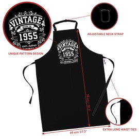 Bang Tidy Clothing 70th Birthday Presents for Women Ladies Gifts Her Funny Apron Vintage Original Parts 1955 - Black