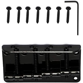 N / A Hard Tail Fixed Bass Guitar Hardtail Saddle Bridge Top Load Guitar Tailpiece Compatible with 4 String Jazz Bass or Precision Bass Style Bass Guitar Top Load, Black