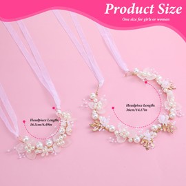 Heclia Pearl Wedding & Communion Headpiece and Bracelet Set 2 PCS Rhinestone Crystal Wedding Headband Bridal Hair Accessories for Women Weddings Birthday Party Photography Bride Hair Jewelry