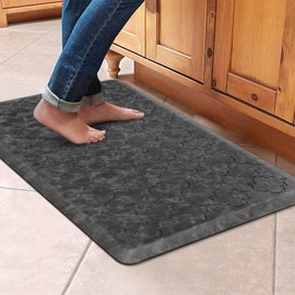 WISELIFE Kitchen Mat and Rugs Cushioned Anti Fatigue Floor Mat,17.3"x28", Thick Non Slip Waterproof,Heavy Duty Foam Standing Mat for Kitchen,Floor,Home,Office,Desk,Sink,Laundry, Grey