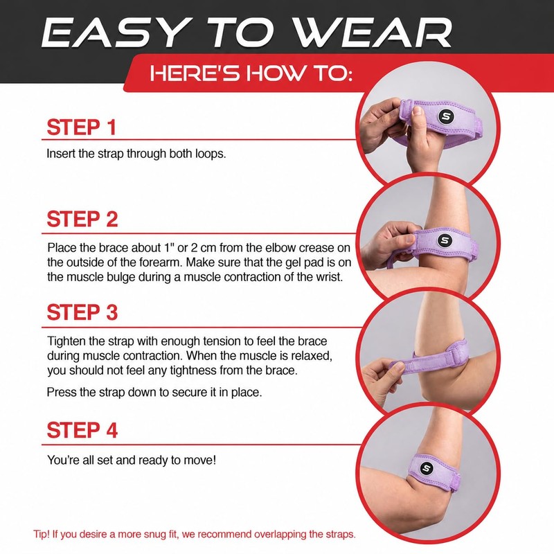 Sleeve Stars Tennis Elbow Brace Men & Women, 9"-23" (Single/Light