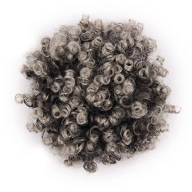 YISIKUNNUO Curly Wavy Afro Puff Drawstring Ponytail Hair Extension for Black Women Loose Wave Short Mini Afro Puff Hairpieces for Girls Kids(Dark Gray)