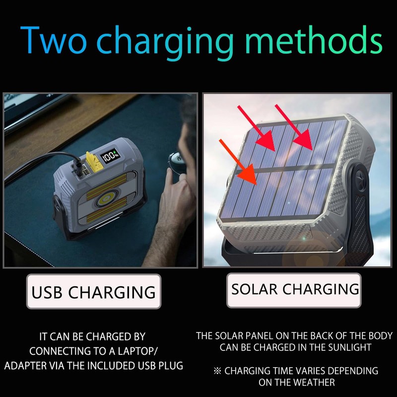 LED Solar Portable Camping Lights with Stand dimmable,Magnetic Work Lights