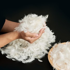 ROSE FEATHER Bulk Goose Down Feather Stuffing & Fill – Hypoallergenic Pillow Filling, Repair, Restuff, Fluff for Couch Cushions, Comforters, Jackets10/90-4Lb DIY