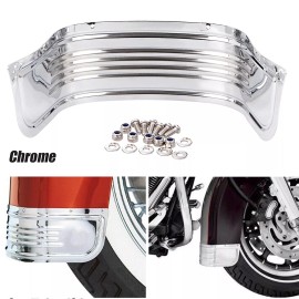 Unbranded 80 - 13 CHROME FRONT FENDER RIBBED SKIRT For Harley touring softail ELECTRAGLIDE