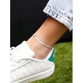Women's Snake Chain Anklet Bracelet, Surgical Stainless Steel, Hypoallergenic, Width 0.1 inch (3 mm), 0.2 inch (5 mm), Simple, Women's Accessory, Stainless Steel