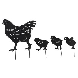 4Pcs Hen Chicken Silhouette Hollow Stake Design Cute Hen Chicken Design Durable Metal Chicken Yard Art
