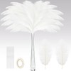 Juexica 80 Set Natural Ostrich Feathers Bulk with Iron Wire