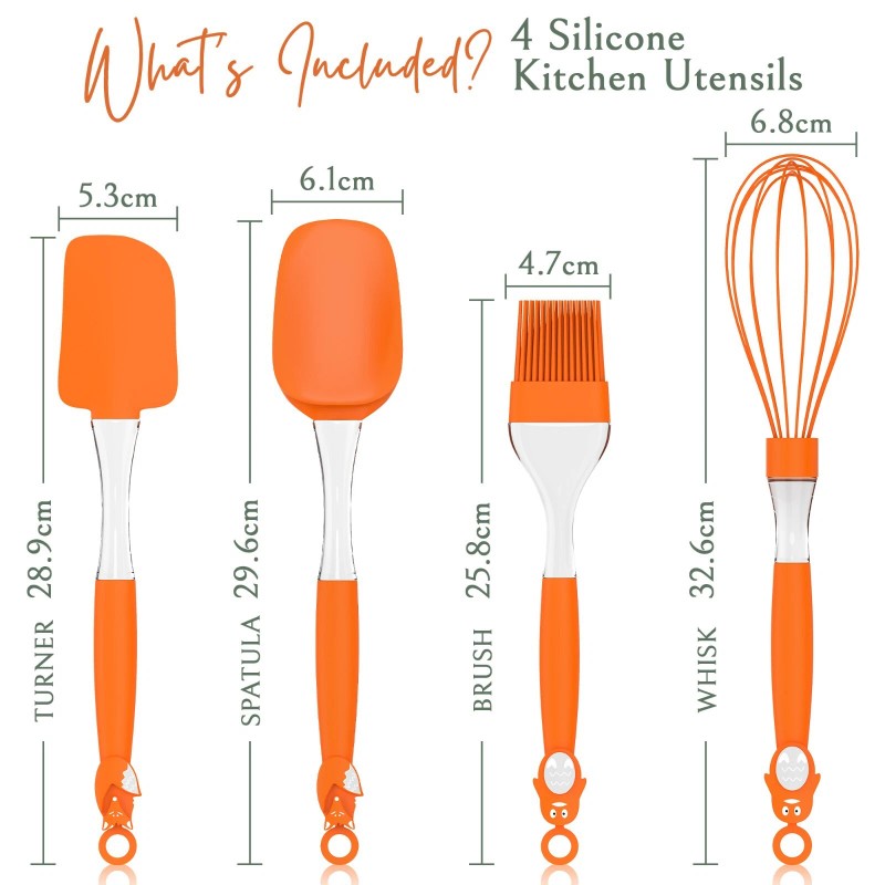 Kitchen 4 Pcs Silicone Kitchen Utensils Non Scratch cooking set