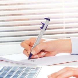 Ballpoint pen, caliper, ruler, pen set of 2, blue writing, school supplies, tools, labeling device - Blue/Red