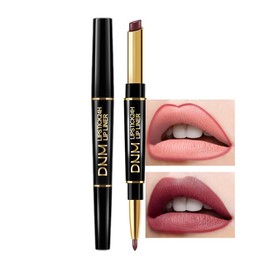 NILKJAR Dark Red Women's Matte Lipstick and Lip Liner Set,DNM Double-ended Design Lipstick and Lip Liner in One,Lasting Waterproof Lipstick and Lip Liners Combo Lip Liner Pencil Set 06#