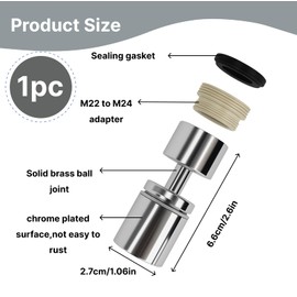 360° Wasserhahn Aufsatz Schwenkbar,mit 2 Strahlarten, Drehbare Verlängerung, Strahlregler Wasserhahn & Wassersparer für Küche und Bad