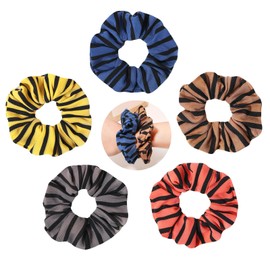 5 Pack Pet gifts Cat scrunchies for girls Hair Cute Zebra Hair Ties Accessories for Women Chiffion Cartoons Scrunchy Hair Bands, Pet flamingo Hair Scrunchies (zebra stripe)