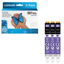LOSMANN 3 x Photo Blue Printer Cartridges Compatible with Canon CLI-581 XXL PB for Pixma TS6350 TS6150 TS8150 TS8250 TS6250 TS705 TS705a TS8151 TS6151 TS8152 TS8300 TS9150 TS9150 TS9155 5 TS954450