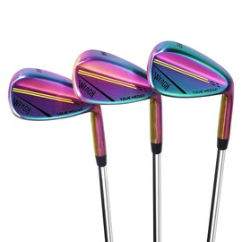 WENGH Golf Wedge Set for Women or Men Right Handed –Including 52 56 60 Degree Golf Wedges with CNC Milled Face-(Flex-Regular)-35 inches-Rainbow Colored Wedges