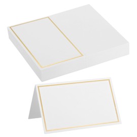 MECCANIXITY 20pcs Place Cards, Line Border Printable Place Name Cards for Table Setting Wedding Dinner Parties Events Reserved Seating, White Gold Line