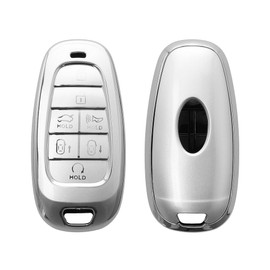 kwmobile Key Cover Compatible with Hyundai 7-Button Ioniq 5 Tucson NX4 Santafe - Soft TPU Car Key Fob Protector Case - Silver Matte