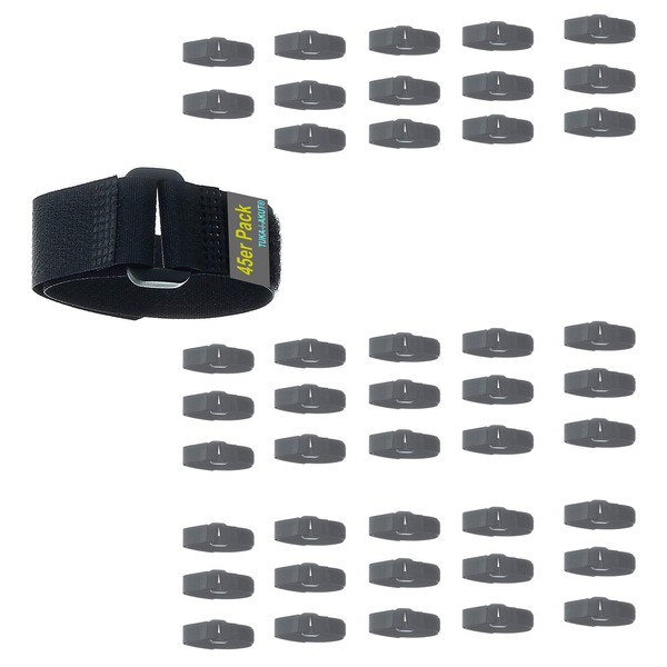 Tuka TKB5022-45x-black Nylon Velcro Cable Ties with Cord Tie Strap,