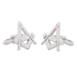 Masonic Freemason Square & Compass Cufflinks Presented In GS Cufflink Box (Assorted Designs) (Silver)(Size: One size)