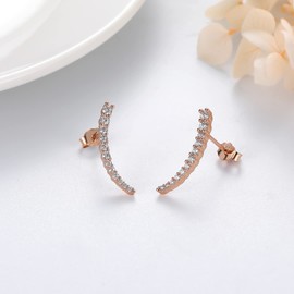 Women's Stud Earrings Silver 925 Small Pea Stud Earrings White Gold/Gold/Rose Gold Earrings Sparkling Stud Earrings Piercing Ear Tragus Lips Jewellery Women Girls Gifts, Silver
