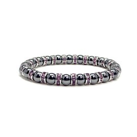 Accents Kingdom Magnetic Bracelet Women's Tuchi Simulated Pearl Hematite Magnetic Therapy Bracelet with Simulated Lt. Amethyst Crystal, 7.5"