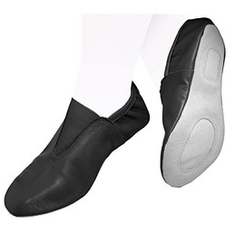 Zapatos de gimnasia para niños y niños – Cama elástica, relleno, calzado de gimnasio de agilidad – Piel de cabra sin cordones con suela de goma, Negro -, 11 Toddler