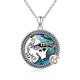 Alphm Taurus Necklace for Women 925 Sterling Silver Taurus Zodiac Pendant Necklaces 12 Constellation Horoscope Jewelry Birthday Gifts
