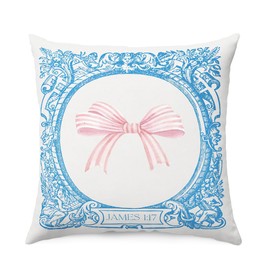 QROZIAR Chinoiserie Pink Bow Pillow Covers, Coquette Bible Room Decorative Throw Pillow Covers 18x18, Retro Aesthetic Room Decor Pillow Cases for Home Bedroom Couch Girls College Dorm