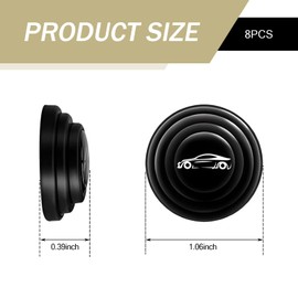 Nomocale 12 PCS Car Door Shock Absorber, Thickened Silicone Sound Insulation Cushion, 1.06" x 0.39" Sports Car Badge Bumper Door Edge Guard Anti-Collision Protection Pad, Universal for Cars (Black)