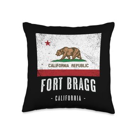 FORT BRAGG - Clothing and Merch Fort Bragg-California | Cali City Souvenir-CA Flag-Throw Pillow, 16x16, Multicolor