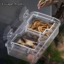Ornaous Escape Proof Reptile Feeding Dishes with Suction Cups, Plastic Anti-Escape Mealworms Bug Food Bowl for Lizard Leopard Gecko Chameleon Terrarium Tank Accessories