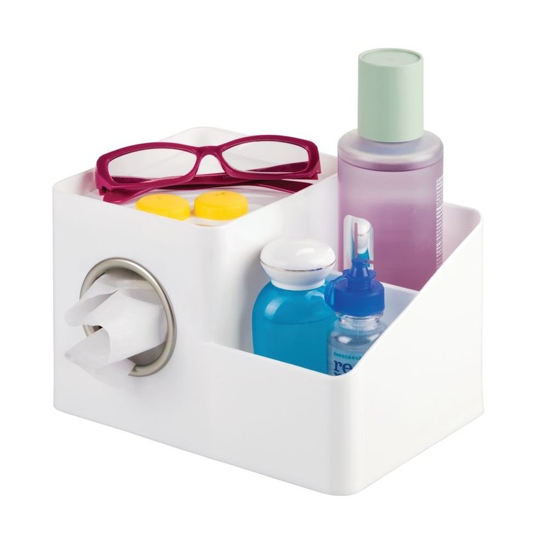 iDesign Facial Tissue Box Cover and Storage Caddy for Bathroom