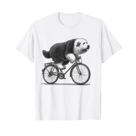 Old English Sheepdog Dog Riding a Bike Bicycle Biker Cycling T-Shirt