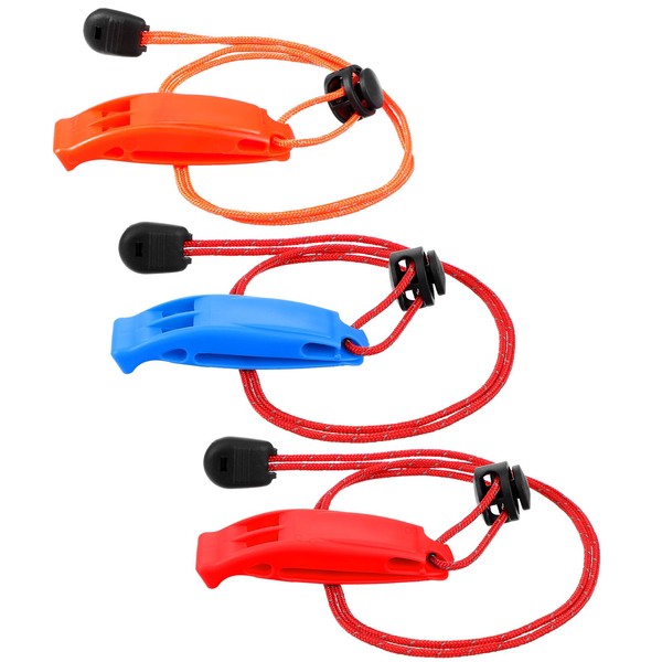 3 Pcs Emergency Whistle, Loud Whistle with Adjustable Lanyard Safety