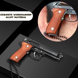 Glodse Mini Gun Keychain, Wooden Pistol Shape Key Chain Accessories, Tactical Keychain Guns Shape Model Gift for Men Women Friend