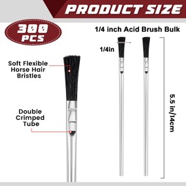 Lallisa 300 Pcs Acid Brush Bulk 1/4 Inch Wide Horsehair Acid Flux Brushes Epoxy Wood Glue Brush Tin Handle Disposable Glue Brushes for Soldering Woodworking Painting (1/4, 5.5inch)