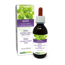 Naturalma Brahmi (Bacopa monnieri) herb Alcohol-Free Tincture 4 fl oz Liquid Extract in Drops | Herbal Supplement | Vegan | Product of Italy
